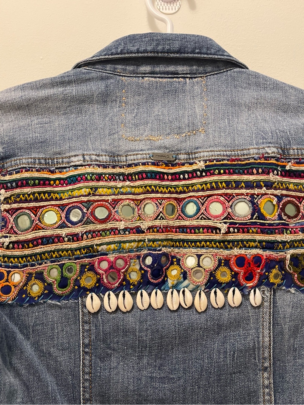Hand Embroidered Blue Denim Jacket - Women - Picture 4 of 13